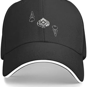 Unisex Ace of Spades Poker Baseball Cap Adjustable, Geometric Baseball Hat for Women Men