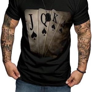 SOLY HUX Men's Plus Size Graphic Tees Playing Card Print T Shirts Short Sleeve Summer Tops