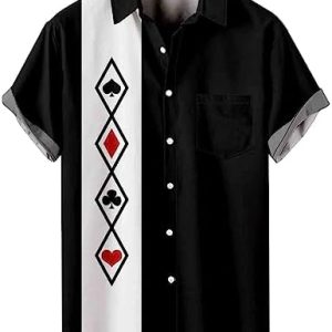 Hodaweisolp Men's Casual Short Sleeve Button Down Bowling Summer Loose Hawaiian Beach Shirts