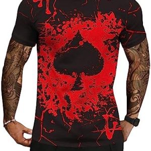 WDIRARA Men's Two Tone Cartoon Graphic Print Short Sleeve T Shirt Round Neck Tee