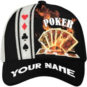 Zhamlixes Store Personalized Name Poker Card Decks Poker Classic Baseball Cap, Poker Baseball Cap